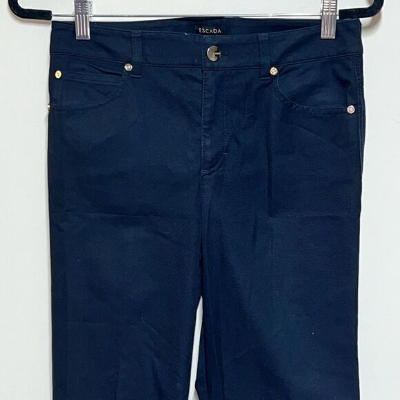 ESCADA Dark Blue 5 pocket Straight Leg Mid Rise Stretch Cotton Pants Sz 36 US 6 - Picture 8 of 8